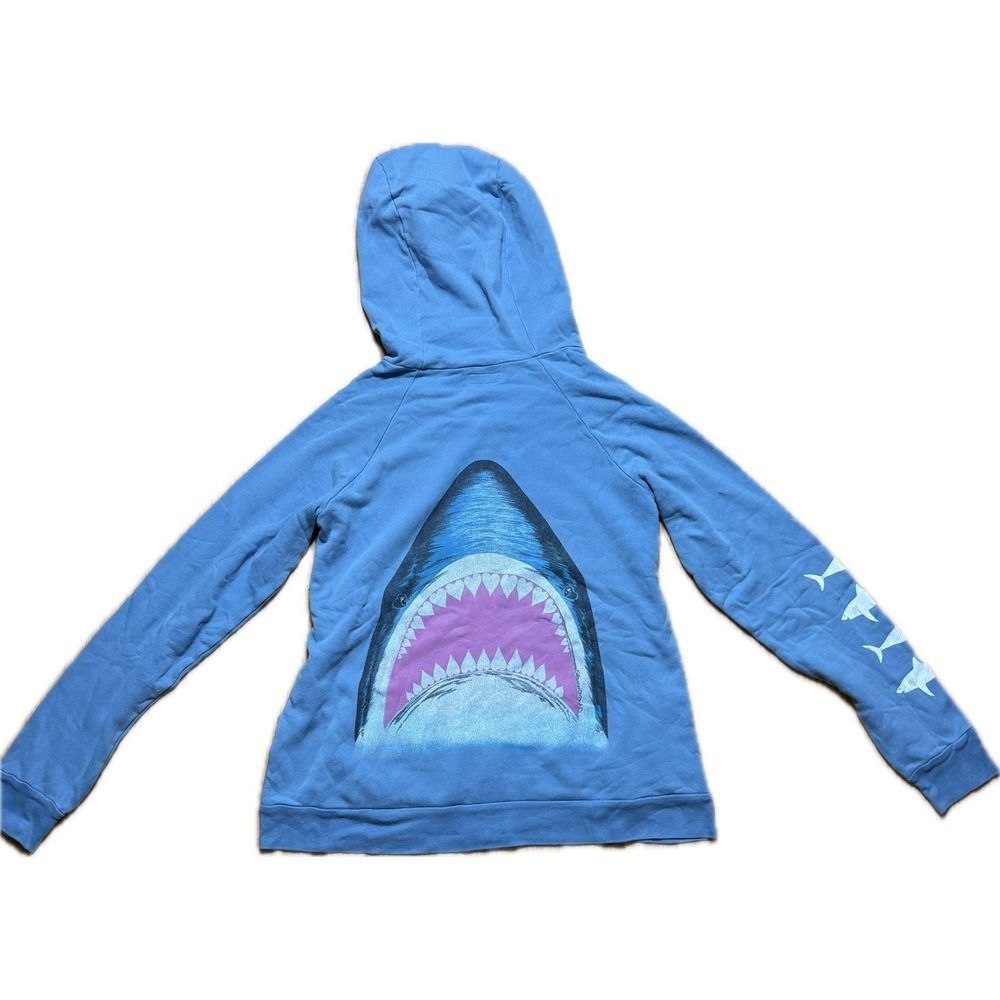 Lauren Moshi Blue Surfs Up Shark Women Large Full Zip Up Hoodie Beach Summer - Picture 6 of 11